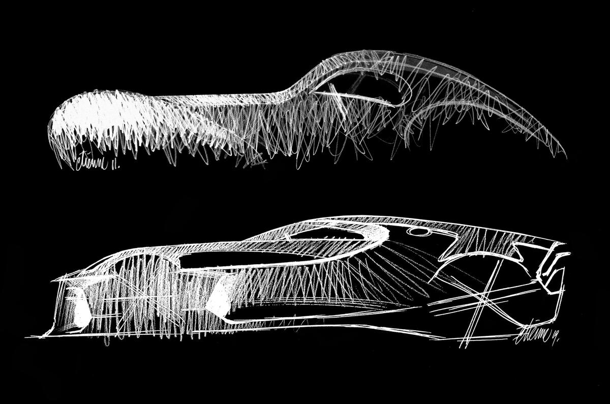 Bugatti La Voiture Noire official press photos - sketches