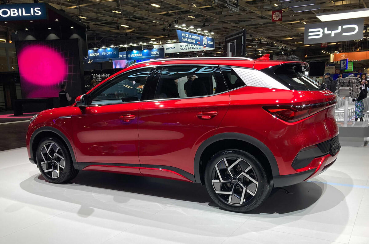 BYD Atto 3 2022 rear quarter static Paris motor show BYD Atto 3 2022 rear quarter static Paris motor show