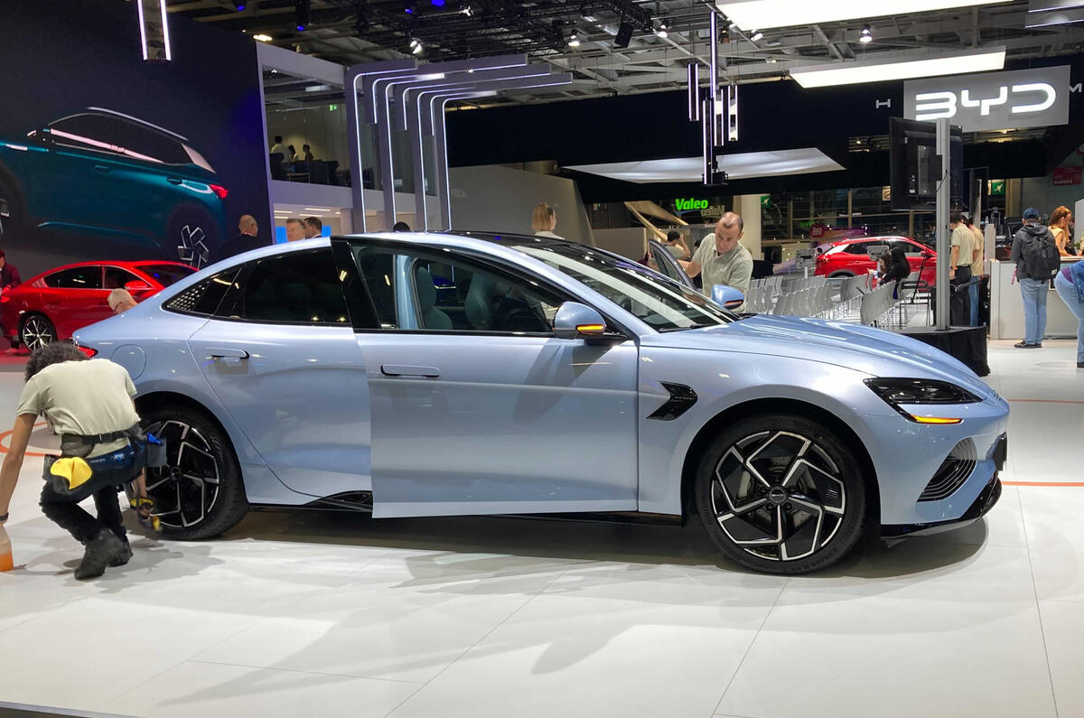 BYD Seal 2022 side static Paris motor show BYD Seal 2022 side static Paris motor show