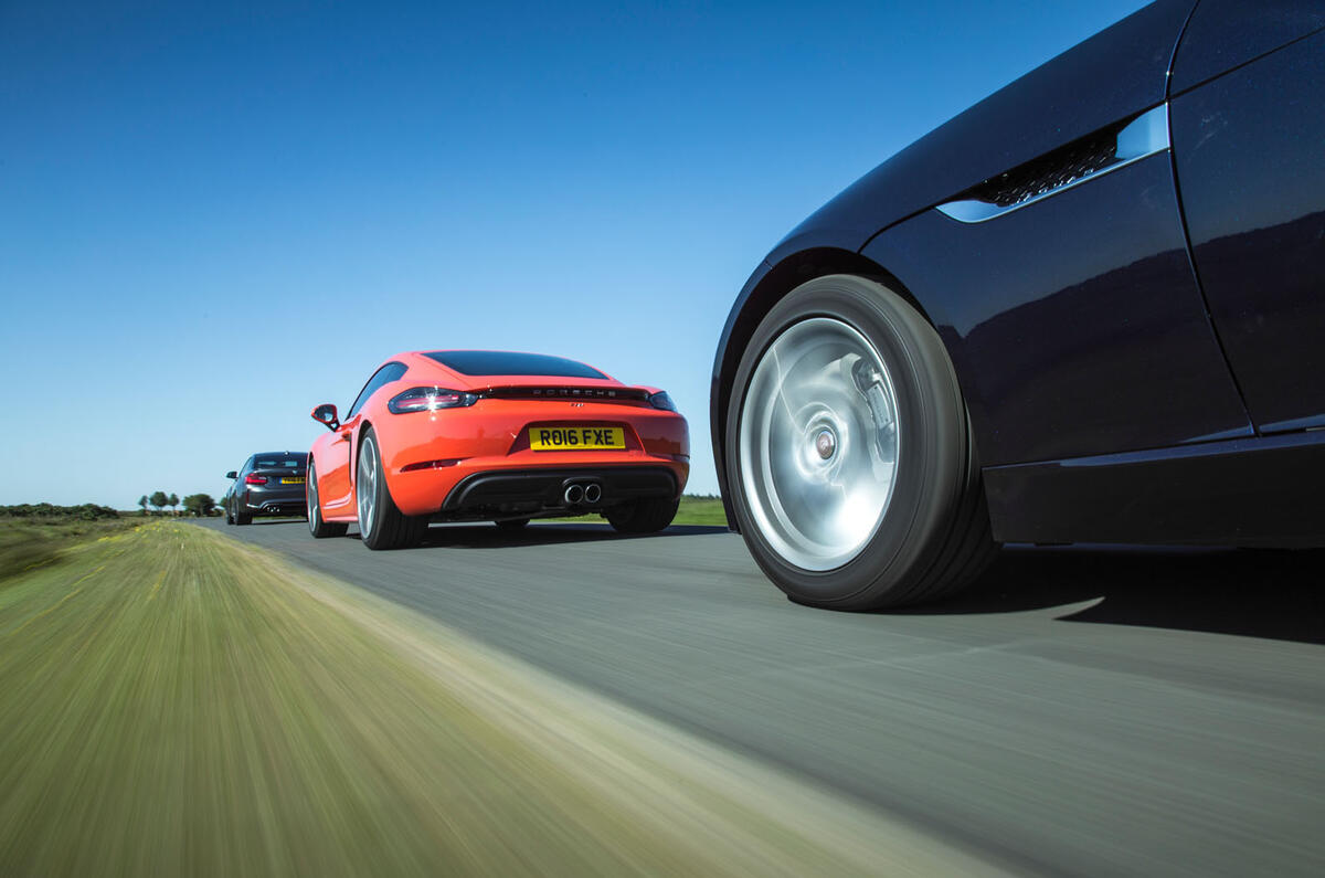 Porsche 718 Cayman S vs BMW M2 vs Jaguar F-Type: battle of the luxury sports cars
