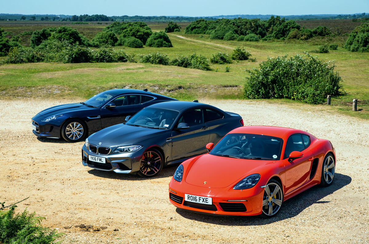 Porsche 718 Cayman S vs BMW M2 vs Jaguar F-Type: battle of the luxury sports cars