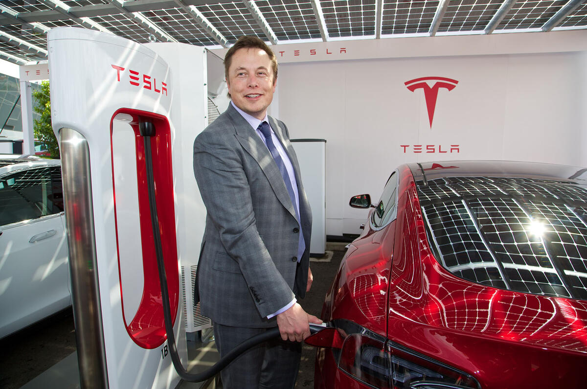 Elon Musk reveals UK's first supercharger charging point