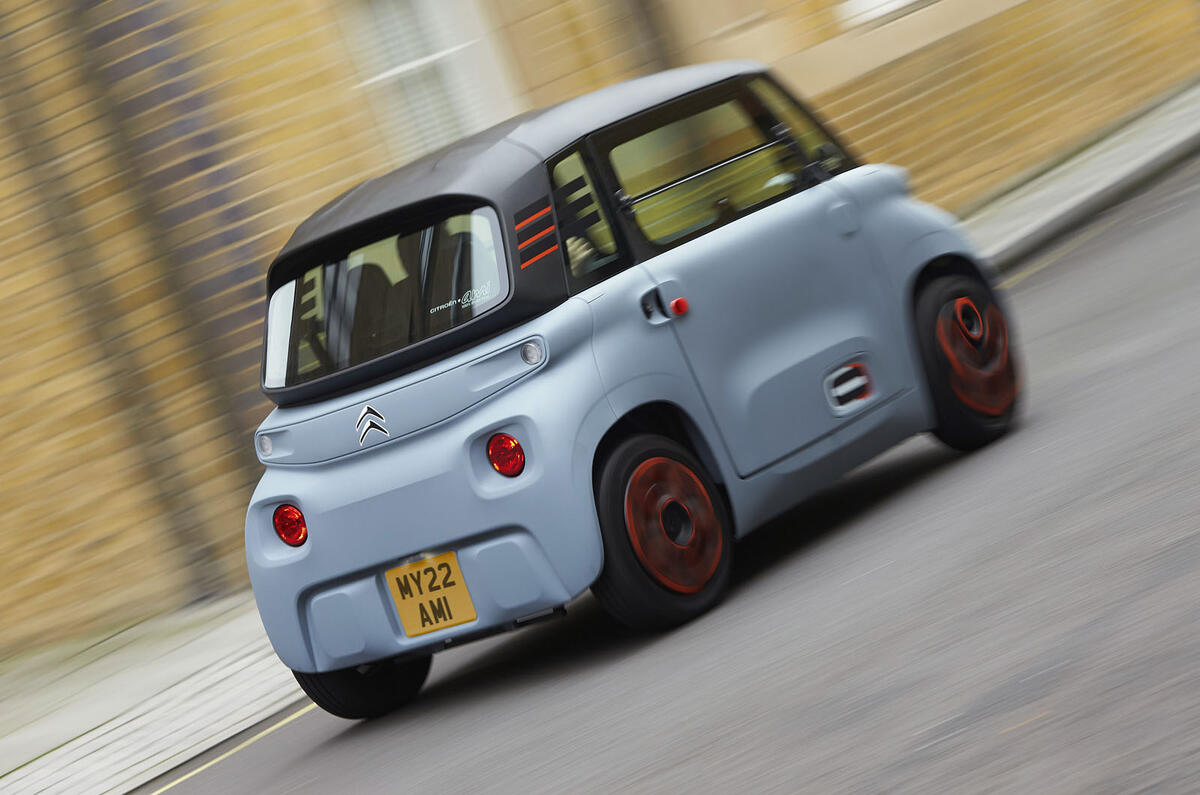 Citroen Ami in London rear three quarters Citroen Ami in London rear three quarters