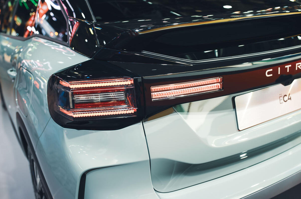 Citroen C4 facelift Paris motor show 2024 rear light close Citroen C4 facelift Paris motor show 2024 rear light close