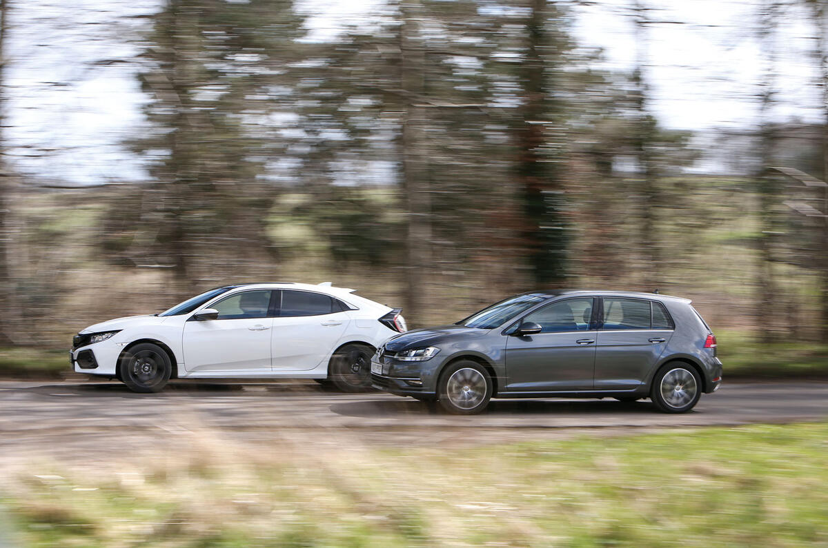 Honda Civic vs Peugeot 308 vs Volkswagen Golf: group test