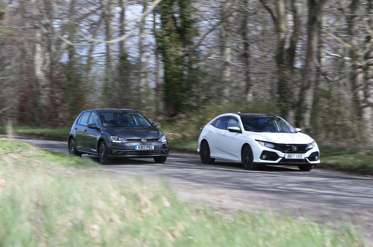 Honda Civic vs Peugeot 308 vs Volkswagen Golf: group test