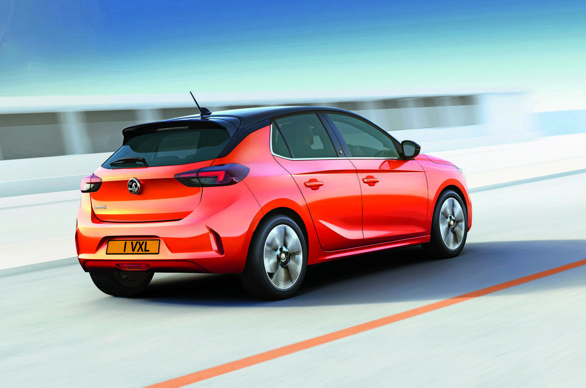 2020 Vauxhall e-Corsa driving - rear