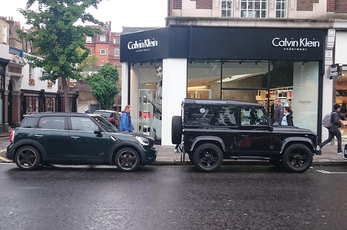 Mini Countryman and Land Rover Defender