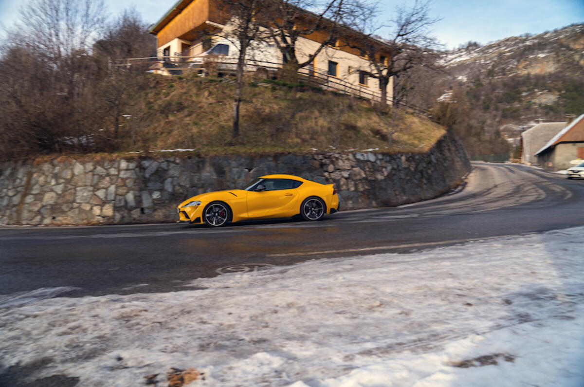 The steep climb to Alpe d'Huez is a perfect showcase for the Toyota GR Supra's nimble and responsive chassis The steep climb to Alpe d'Huez is a perfect showcase for the Toyota GR Supra's nimble and responsive chassis