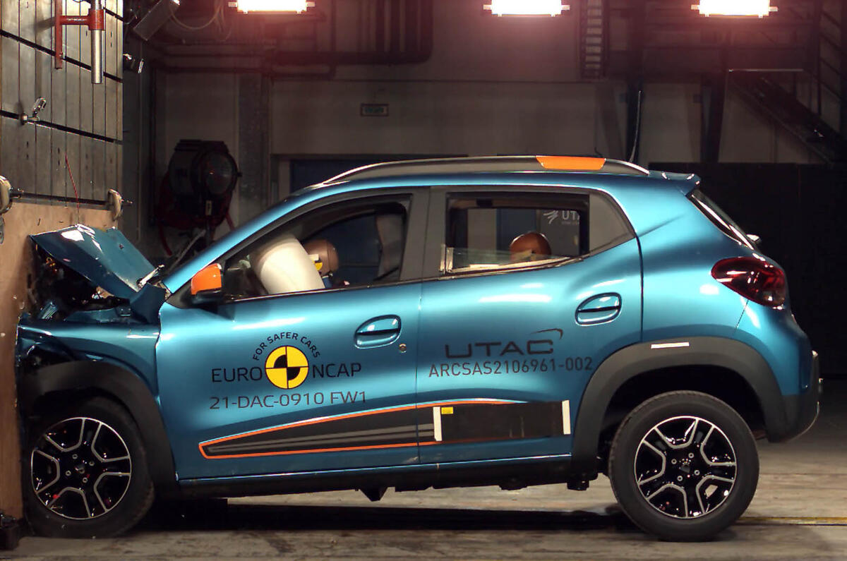Dacia Spring full width rigid barrier test   Dec 2021 Dacia Spring full width rigid barrier test   Dec 2021