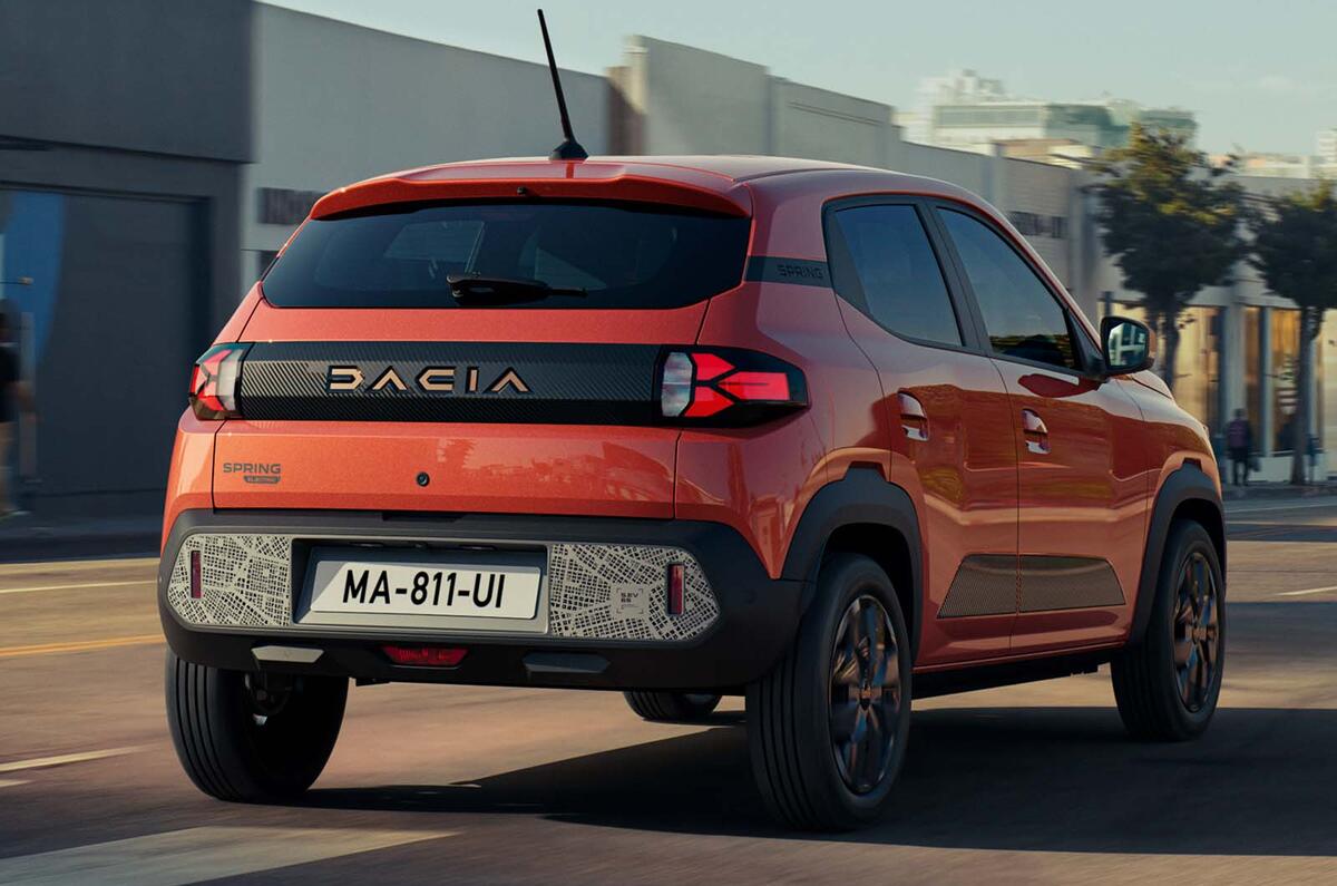 Dacia Spring rear three quarter tracking Dacia Spring rear three quarter tracking