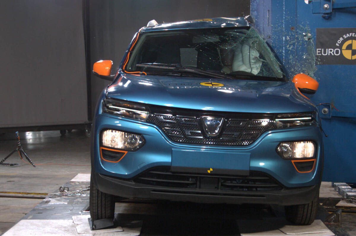 Dacia Spring side pole test   Dec 2021 Dacia Spring side pole test   Dec 2021