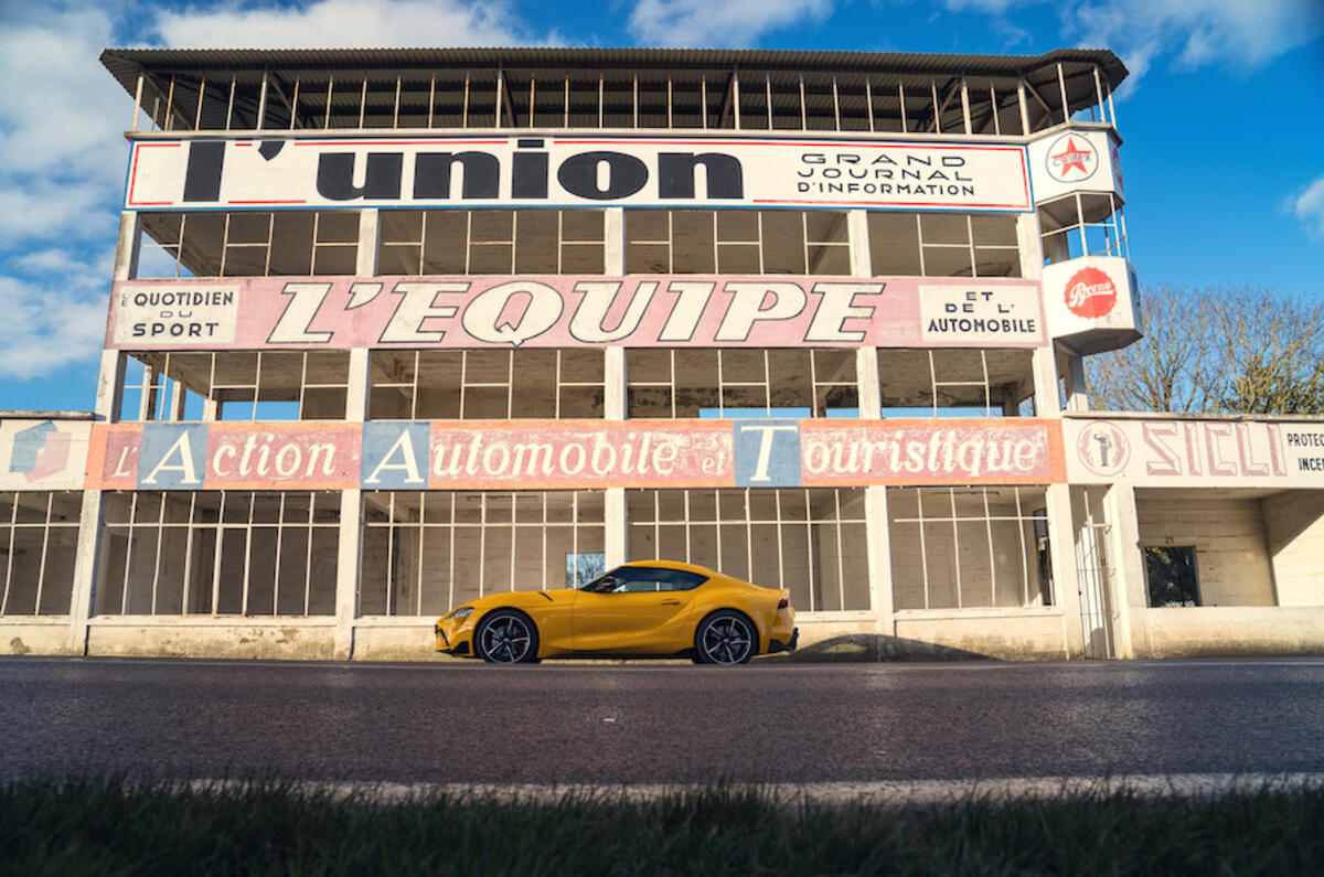 The classic pitlane at Reims is well worth exploring on a French road trip – even if you're not in a standout sportscar like the Toyota GR Supra The classic pitlane at Reims is well worth exploring on a French road trip – even if you're not in a standout sportscar like the Toyota GR Supra