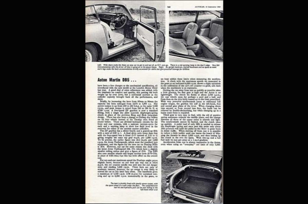 Aston Martin DB5 Autocar road test 1964