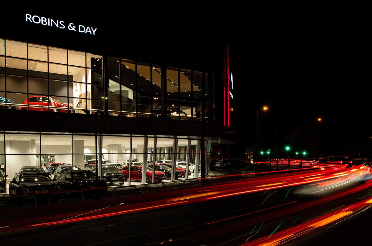 Dealer outside night