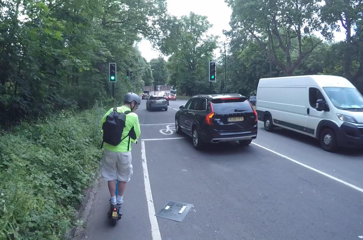 E-scooters can use bike lanes... but watch out for potentially calamitous road debris  E-scooters can use bike lanes... but watch out for potentially calamitous road debris