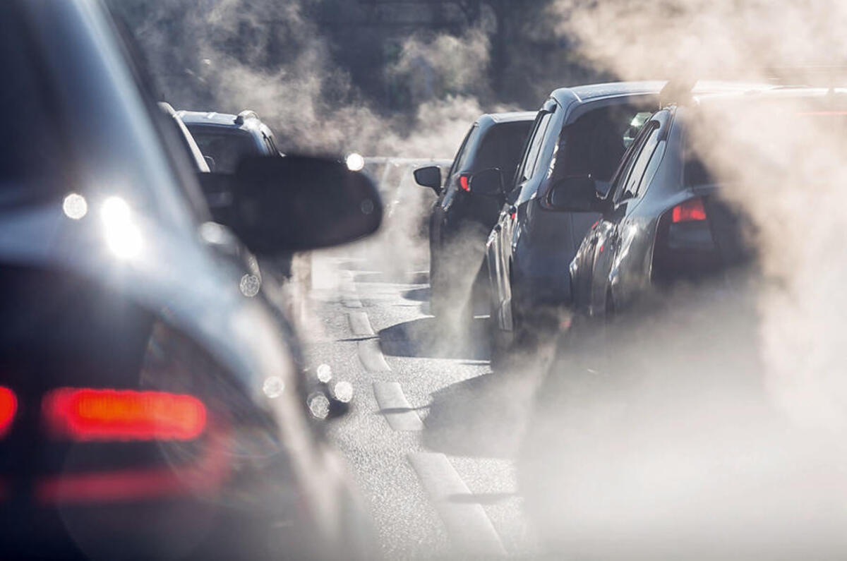 Polluted traffic jam
