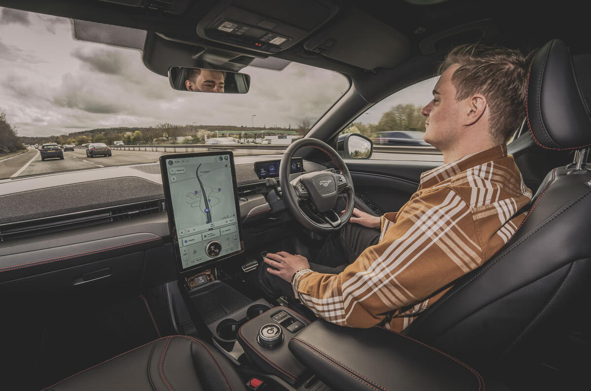 driving ford mustang mach e with bluecruise