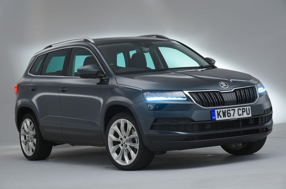 Skoda Karoq studio shot hero front 3/4