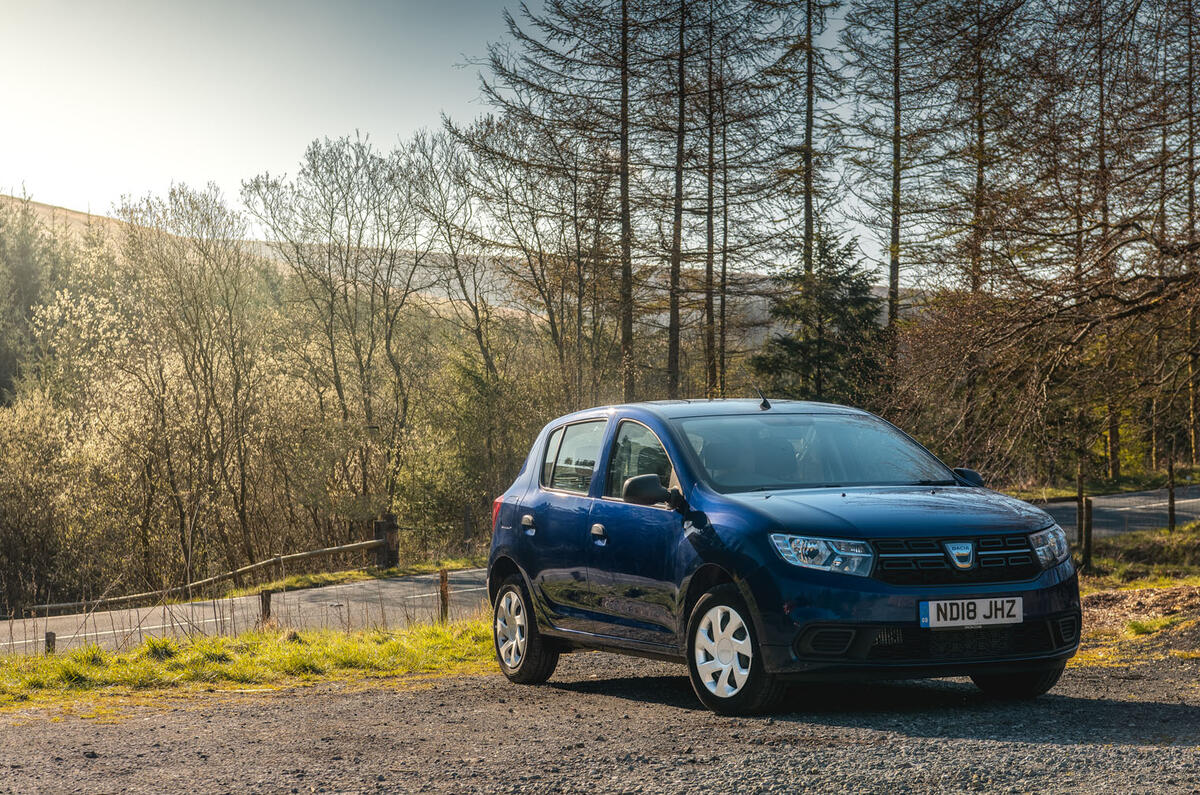 Dacia Sandero on a Welsh B-road