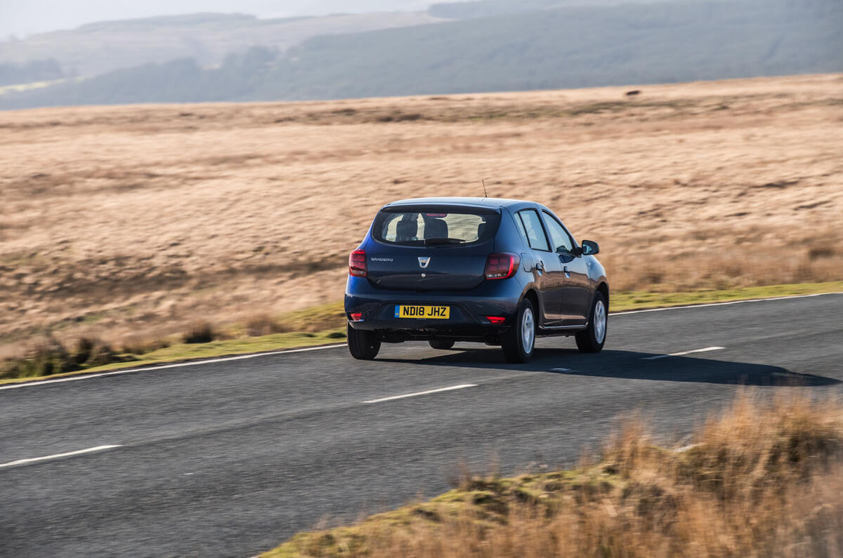 Dacia Sandero on a Welsh B-road
