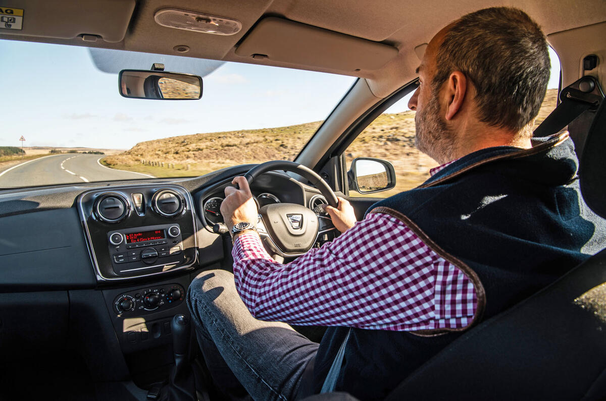 Dacia Sandero on a Welsh B-road