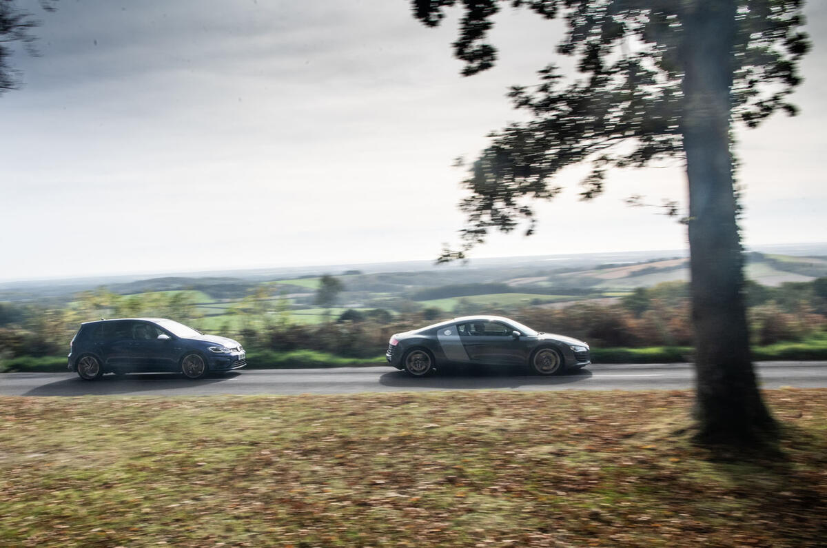 Audi R8 vs. Volkswagen Golf R