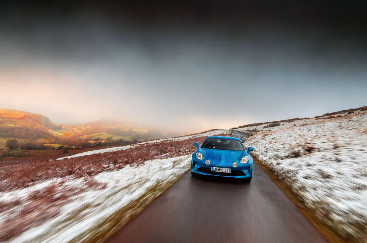 Alpine A110 B-road front