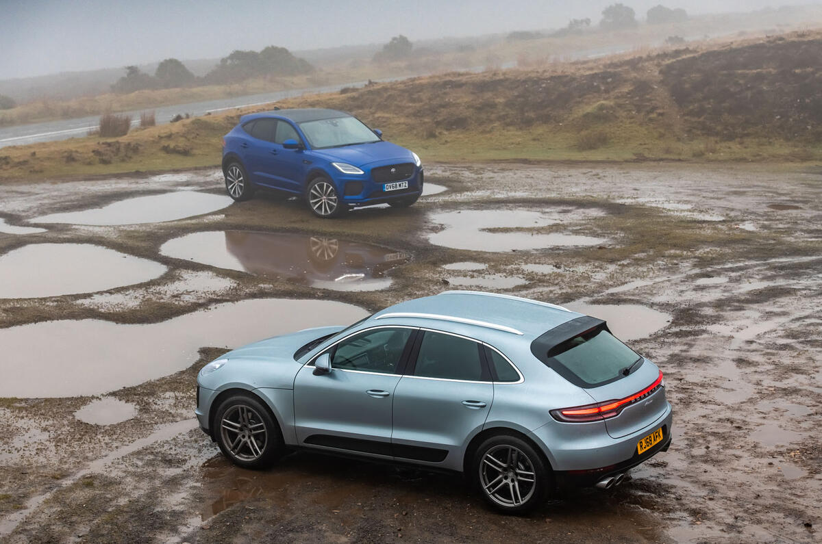 Porsche Macan vs Jaguar E-Pace 2019 - posing