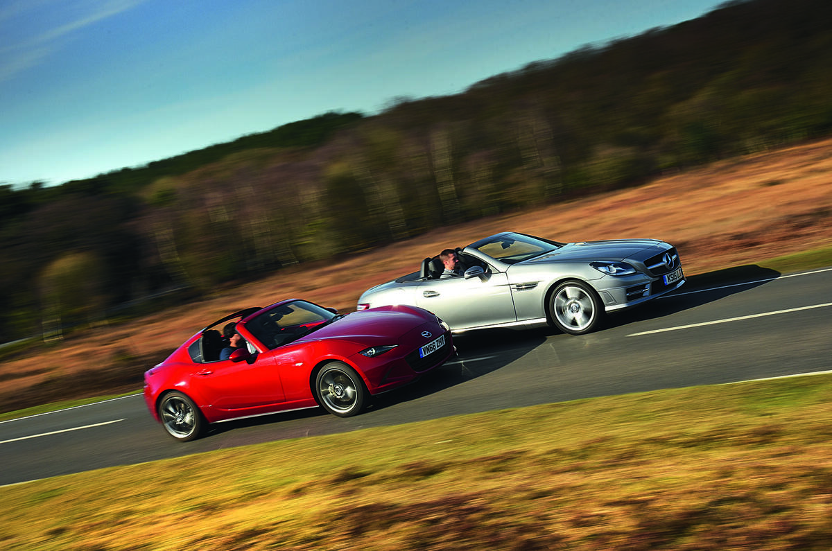 Mercedes-Benz SLK vs Mazda MX-5 RF: group test
