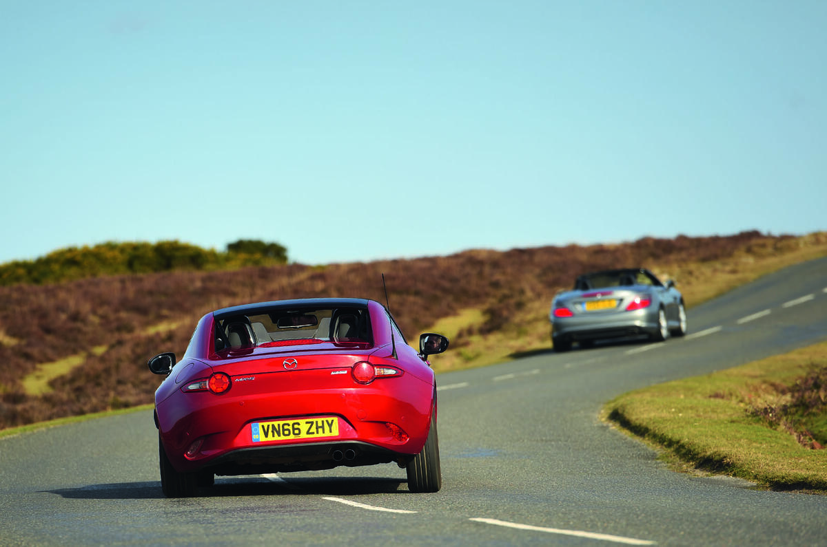Mercedes-Benz SLK vs Mazda MX-5 RF: group test