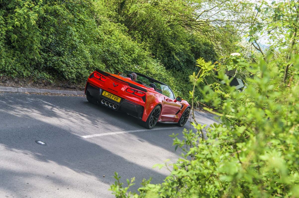 Driving the Chevrolet Corvette through rural England