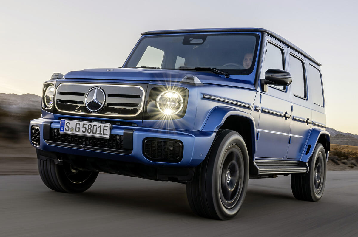 Electric G Class blue driving Electric G Class blue driving