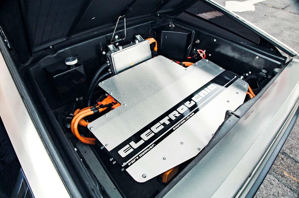 Electrogenic Delorean DMC 12 engine bay Electrogenic Delorean DMC 12 engine bay