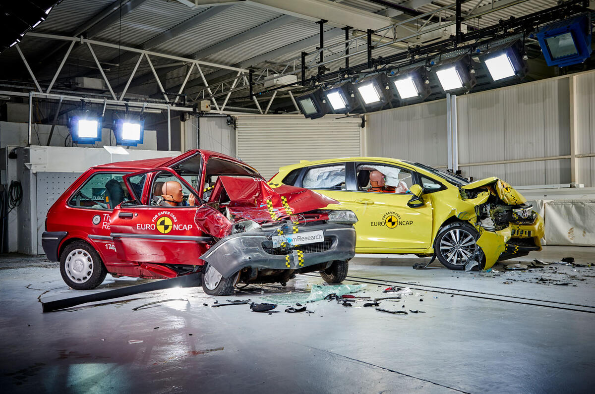 Euro NCAP Rover 100 with Honda Jazz crash test