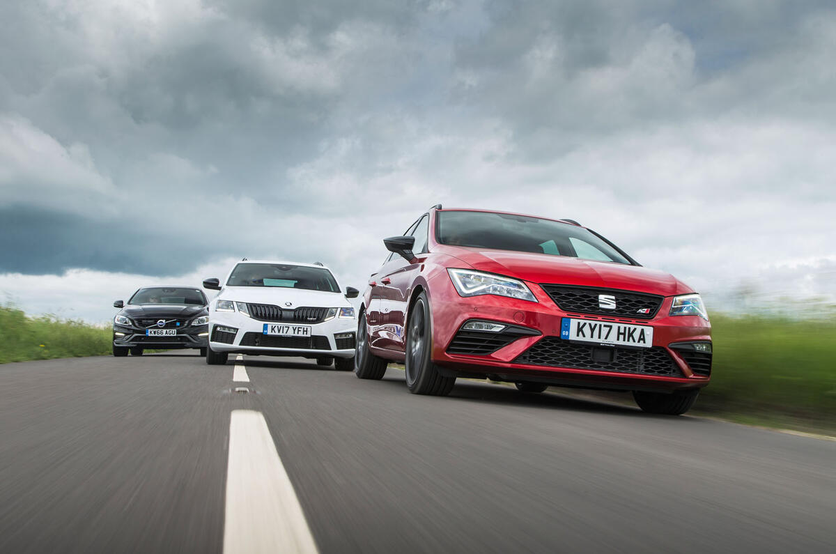 Skoda Octavia vRS estate vs. Seat Leon ST Cupra vs. Volvo V60 AWD Polestar - fast estate triple test