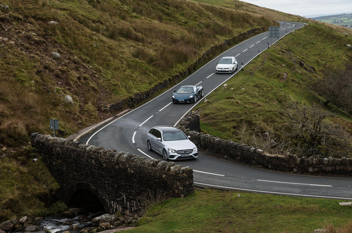 McLaren 570GT vs Volkswagen Golf GTI vs Mercedes-Benz E-Class Estate: road test of the year