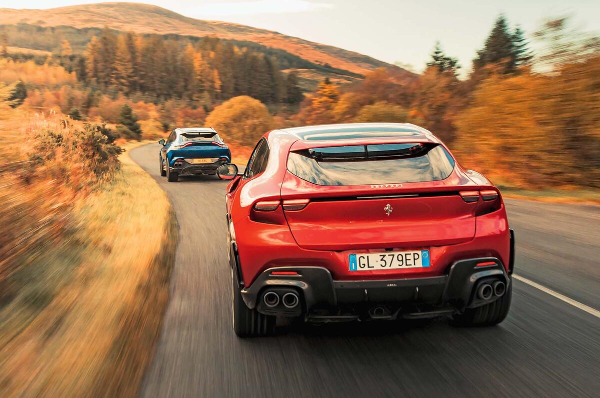 Ferrari Purosangue vs Aston Martin DBX 707 2023 rear tracking