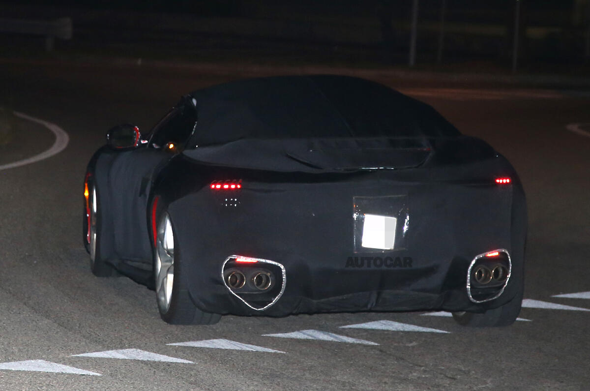 Ferrari Roma spider camouflaged 2022 rear Ferrari Roma spider camouflaged 2022 rear