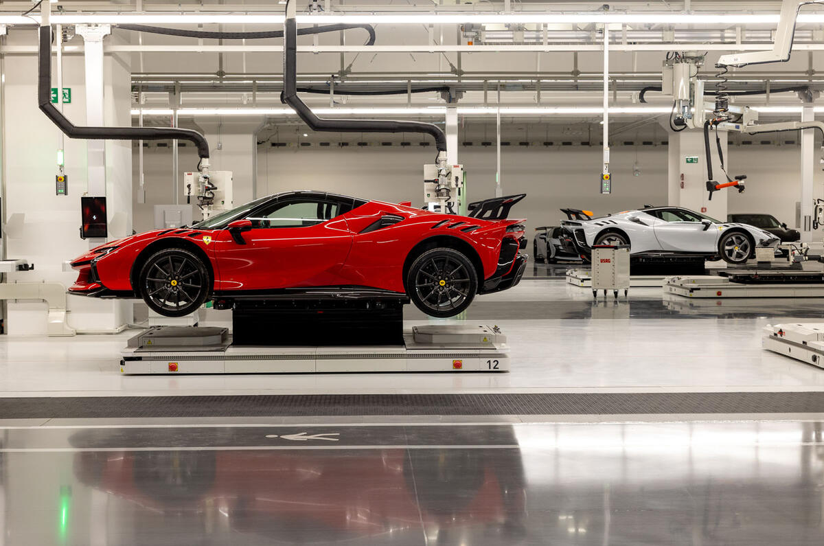Ferrari E Building factory   SF90s on the production line