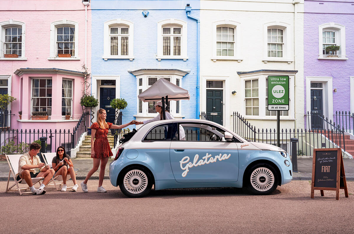 Fiat 500e Gelateria Edition side static