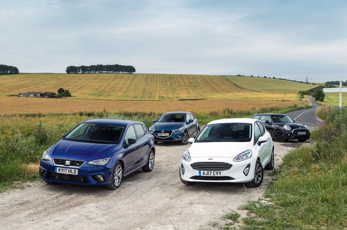 Ford Fiesta, Citröen C3, Kia Rio, Suzuki Swift, Renault Clio, Nissan Micra, Seat Ibiza, Mini One and Mazda 2