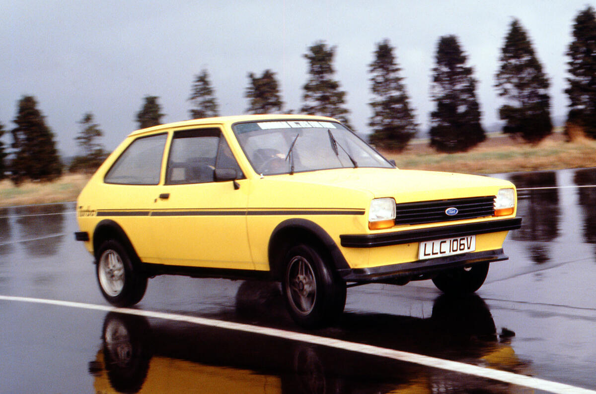 Ford Fiesta Mk1 front quarter cornering wet Ford Fiesta Mk1 front quarter cornering wet