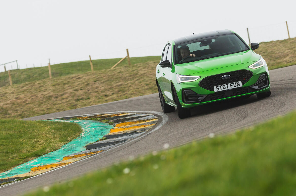 Ford Focus ST Track Pack front cornering downhill