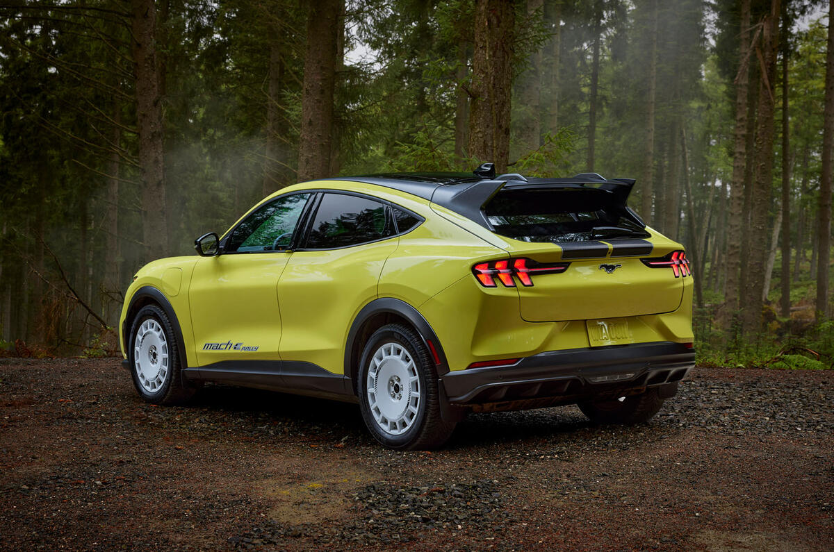 Ford Mustang Mach E Rally 2023 rear quarter static Ford Mustang Mach E Rally 2023 rear quarter static