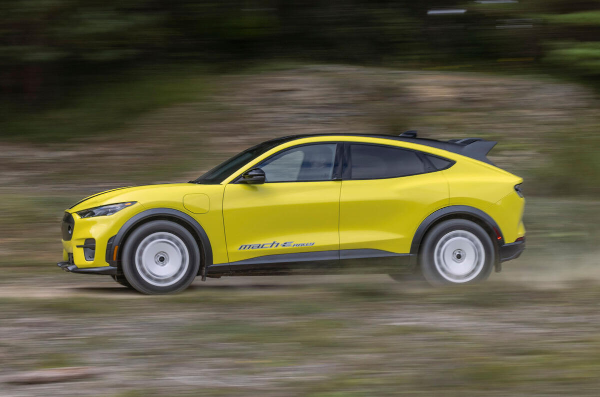 Ford Mustang Mach E Rally 2023 side tracking dirt Ford Mustang Mach E Rally 2023 side tracking dirt