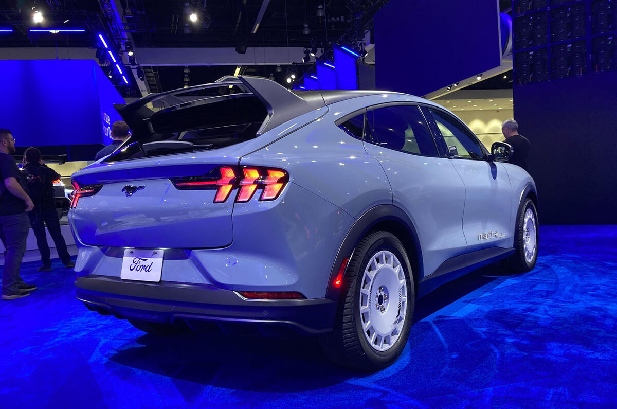 Ford Mustang Mach E Rally at LA motor show rear quarter Ford Mustang Mach E Rally at LA motor show rear quarter