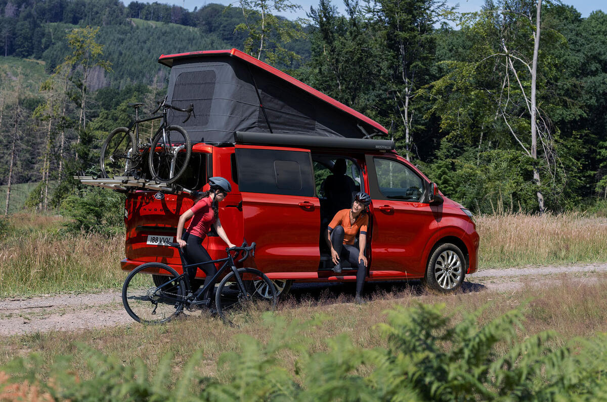 Ford Transit Custom Nugget rear with a bike Ford Transit Custom Nugget rear with a bike