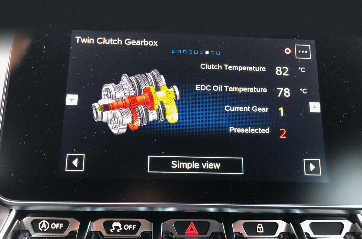 Alpine A110 engine information screen