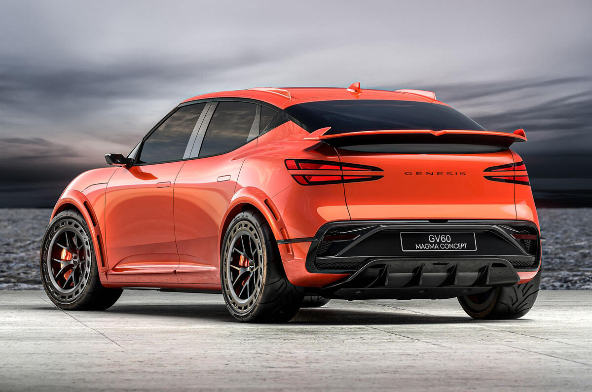 Genesis GV60 Magma rear quarter Genesis GV60 Magma rear quarter